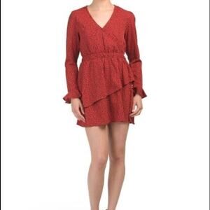 Ruffle Mini‎ Dress Red Black Size Small Womens Date Night Feminine Japna